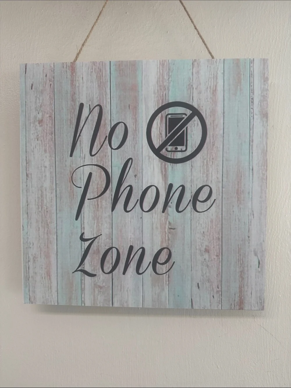 No Phone Zone Rustic Blue Wall Sign by